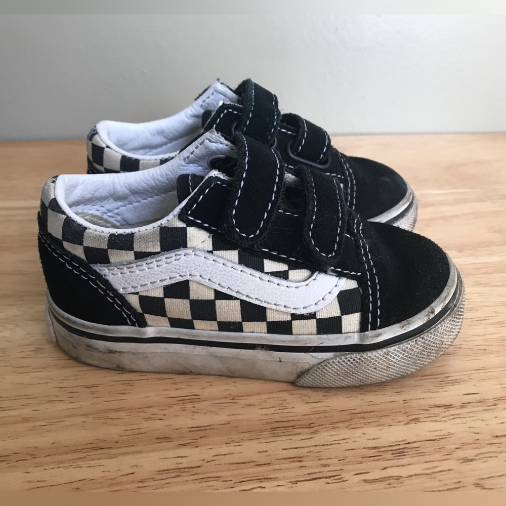 VANS Kids Old Sokool Checkered Black White Skate Shoes Size: US Toddler 5.5